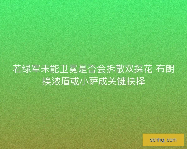 若绿军未能卫冕是否会拆散双探花 布朗换浓眉或小萨成关键抉择